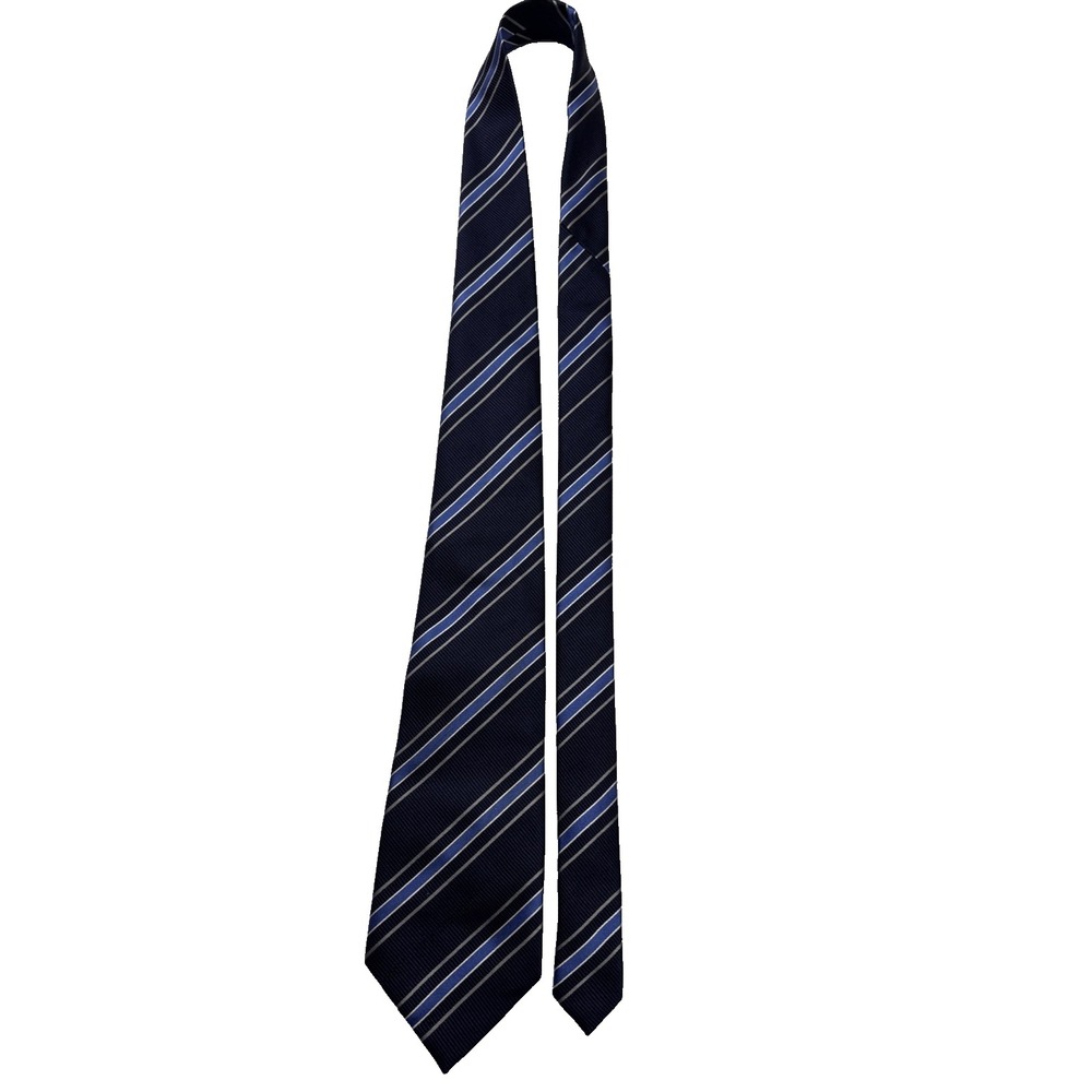 Donald Trump Signature Necktie 3.75X59" Silk Navy Blue White Stripe Tie